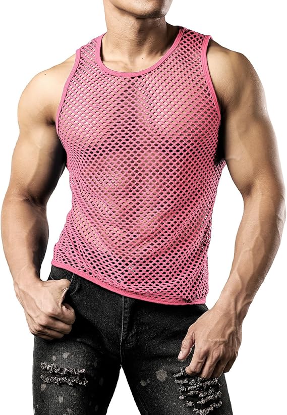 5 JOGAL Mens Mesh Fishnet Fitted